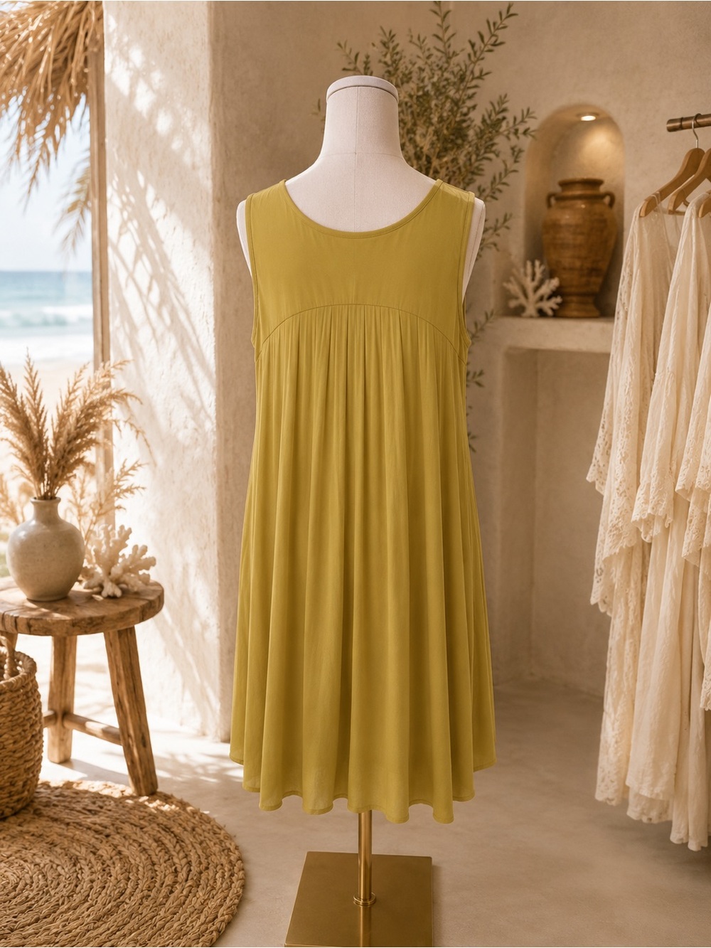 ANTTHONY Originals lime  Boho Swing Dress NWT | Flowy Resort Beachy Tunic XL